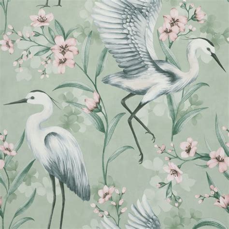 heron wallpaper seafoam.